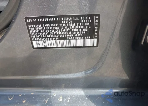 2017 Volkswagen Jetta 1.4T S из США, поврежденный, VIN 3VW2B7AJ5HM238466